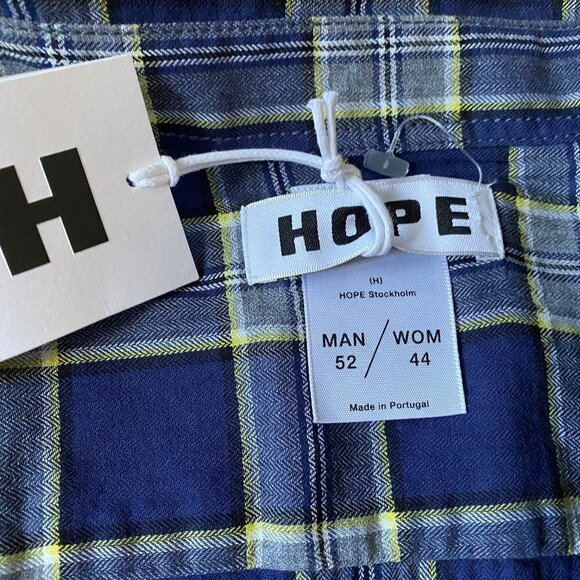 HOPE BNWT Mens Shirt Long Sleeve Blue Plaid - Picture 8 of 11